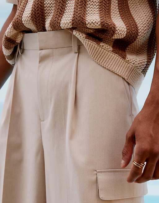ASOS DESIGN Smart Cargo Shorts In Neutral