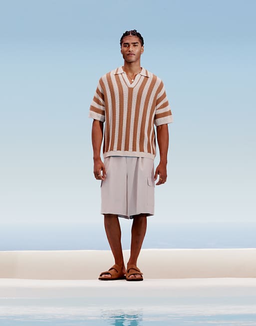 ASOS DESIGN smart cargo shorts in neutral