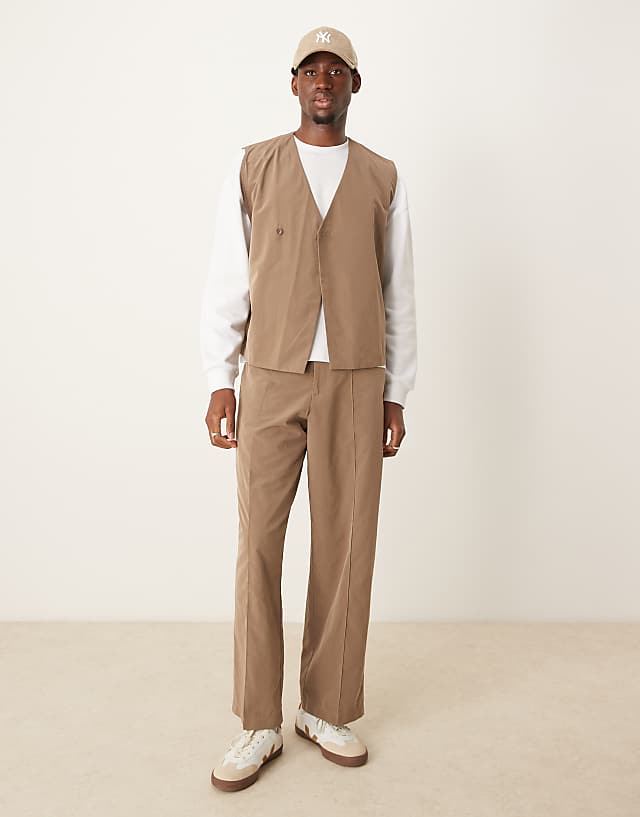 ASOS DESIGN smart co-ord in brown tech fabric