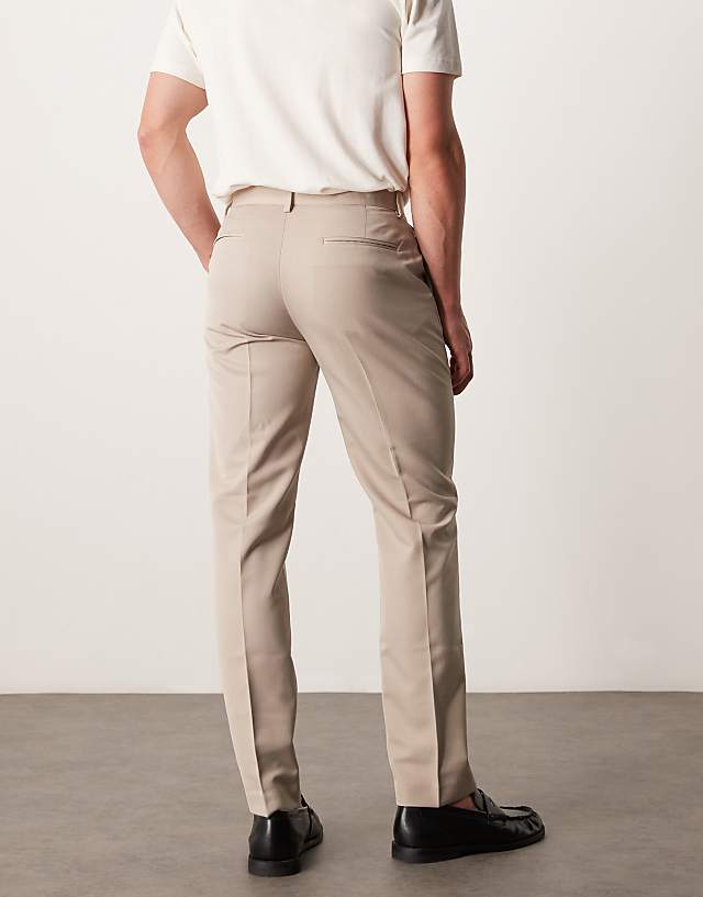 ASOS DESIGN Smart Slim Fit Trousers In Stone