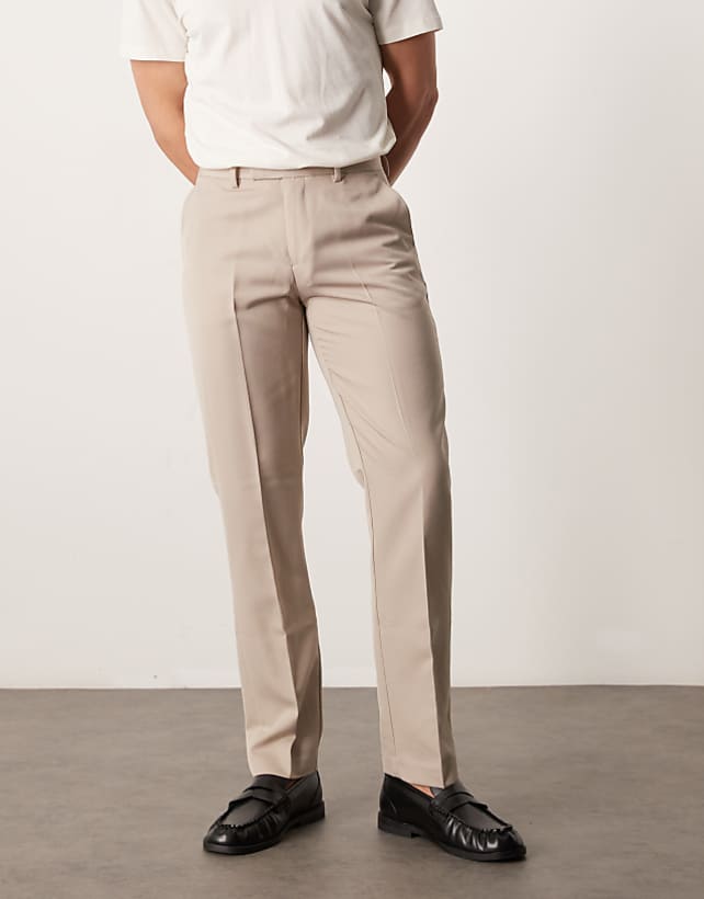 ASOS DESIGN smart slim fit trousers in stone