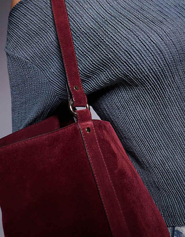 ASOS DESIGN Suede Tote Bag In Burgundy