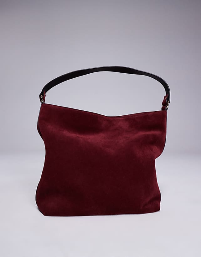 ASOS DESIGN Suede Tote Bag In Burgundy