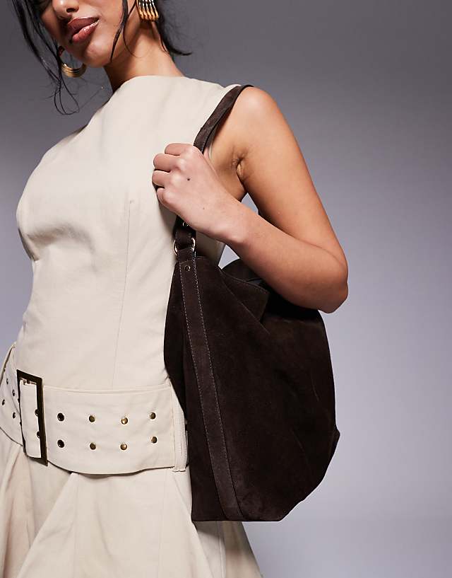 ASOS DESIGN Suede Tote Bag In Chocolate