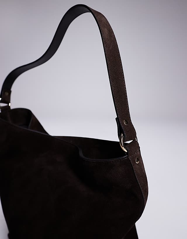 ASOS DESIGN Suede Tote Bag In Chocolate