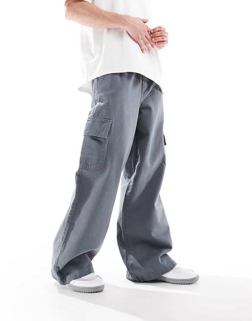 ASOS DESIGN Super Baggy Pull On Cargo In Grey