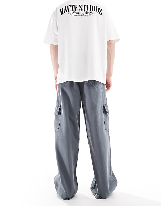 ASOS DESIGN Super Baggy Pull On Cargo In Grey