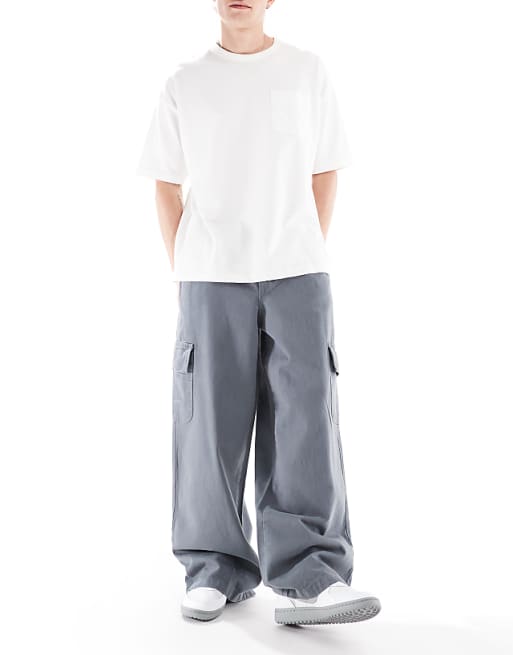 ASOS DESIGN super baggy pull on cargo in grey