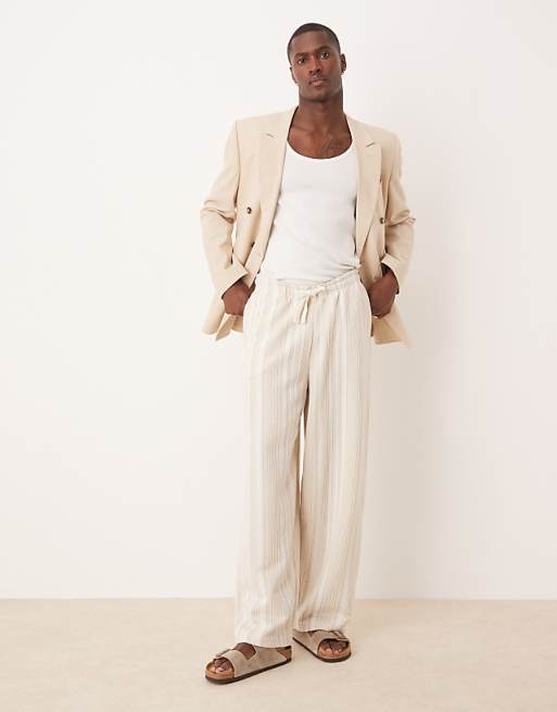 ASOS DESIGN super baggy with stripes in beige