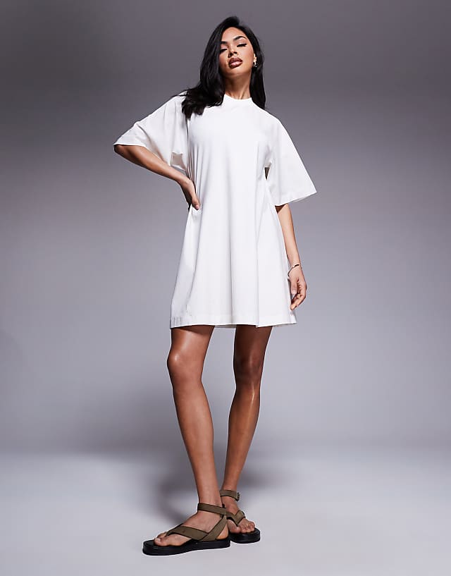 ASOS DESIGN T Shirt Swing Mini Dress In Cream