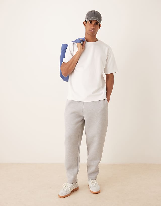 ASOS DESIGN Tapered Scuba Jogger In Grey Marl