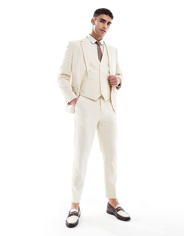 ASOS DESIGN Tapered Suit In Stone