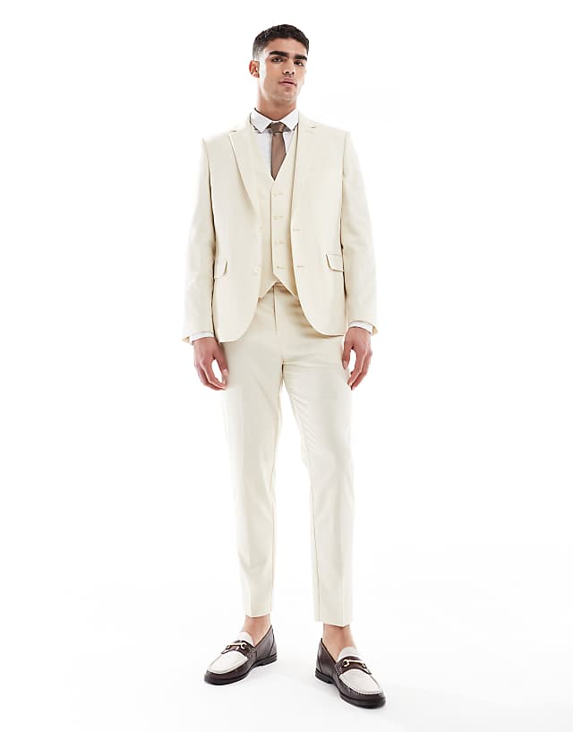 ASOS DESIGN tapered suit in stone