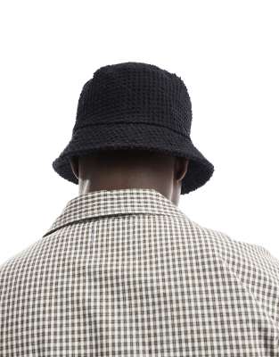 ASOS DESIGN Textured Bucket Hat In Black