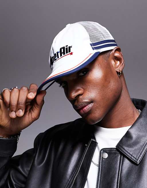 ASOS DESIGN trucker cap with graphic in white