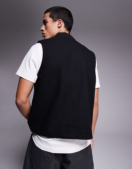 ASOS DESIGN Washed Gilet In Black