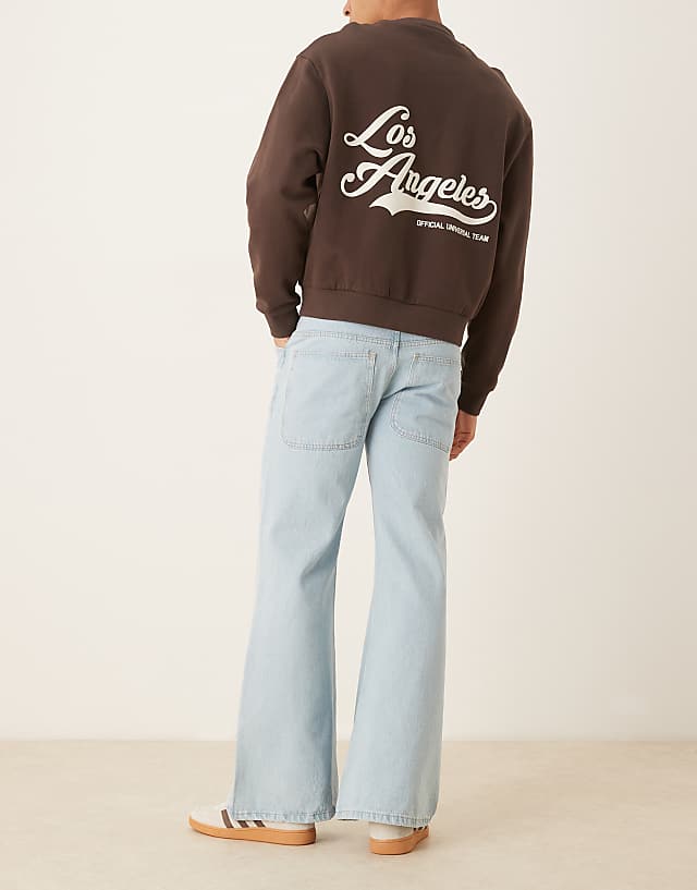 ASOS DESIGN Wide Flare Jeans In Bleached Blue