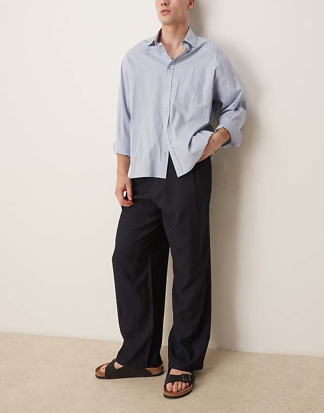 ASOS DESIGN wide leg trousers in navy