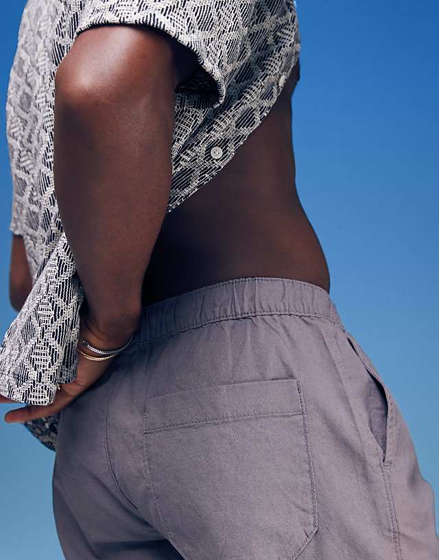 ASOS DESIGN Wide Linen Blend Shorts In Grey