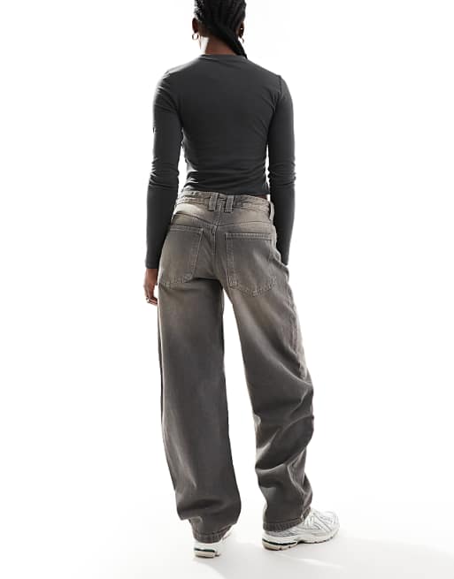 Bershka Baggy Balloon Leg Jeans In Grey Wash