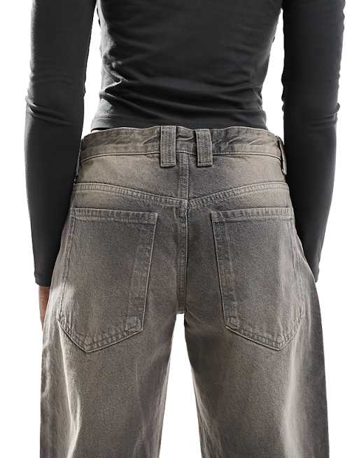 Bershka Baggy Balloon Leg Jeans In Grey Wash