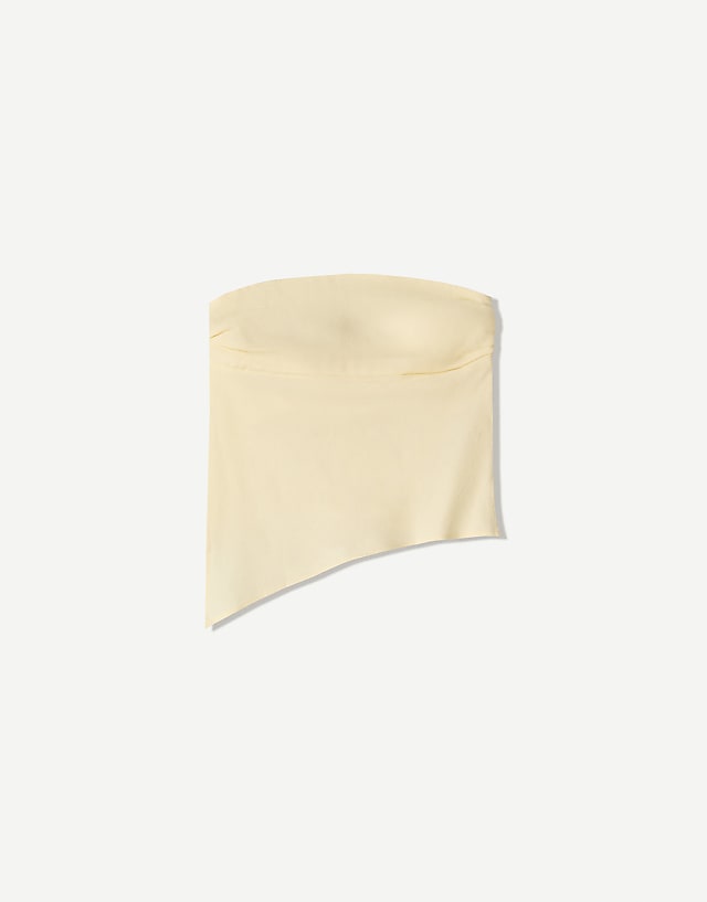 Bershka Linen Blend Bandeau Top In Yellow