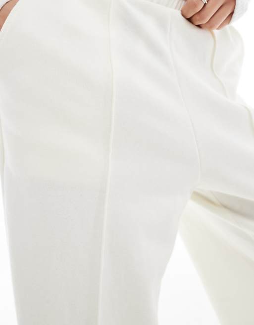 Bershka Wide Leg Joggers In Ecru