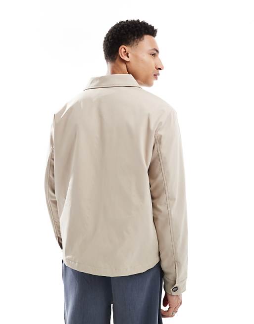 Brave Soul Short Collared Jacket In Ecru
