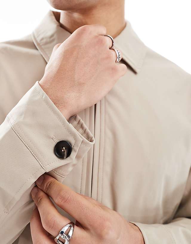 Brave Soul Short Collared Jacket In Ecru