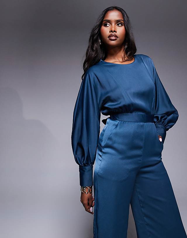 Closet London Kimono Jumpsuit In Dark Teal