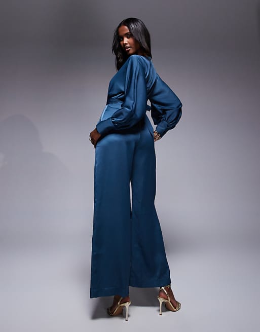Closet London Kimono Jumpsuit In Dark Teal