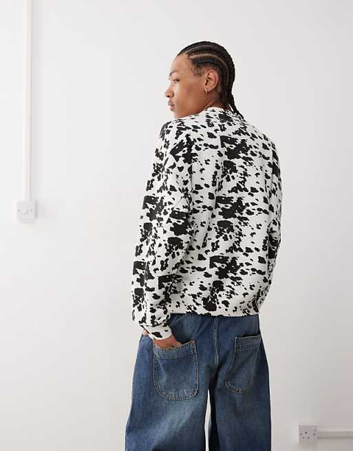 COLLUSION Boxy Cow Print Sweatshirt