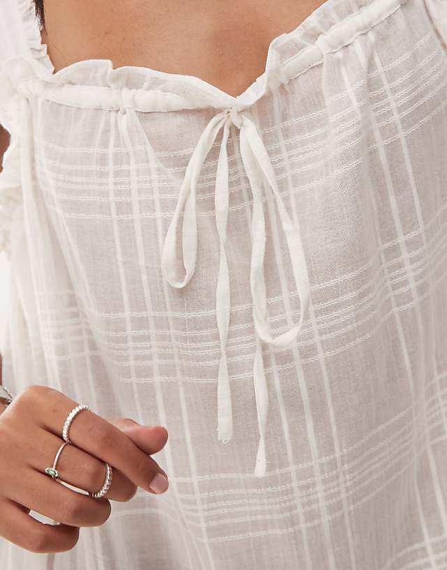 COLLUSION Check Swing Beach Dress In White