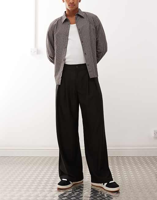 COLLUSION Smart Wide Leg Trouser In Black