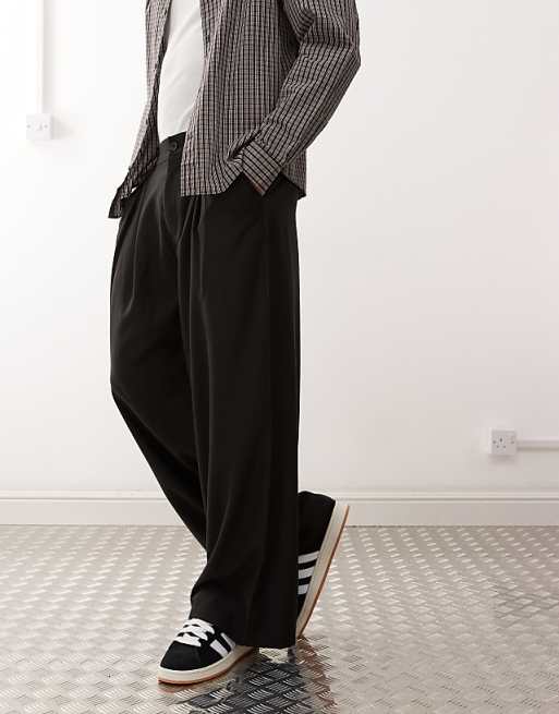 COLLUSION smart wide leg trouser in black
