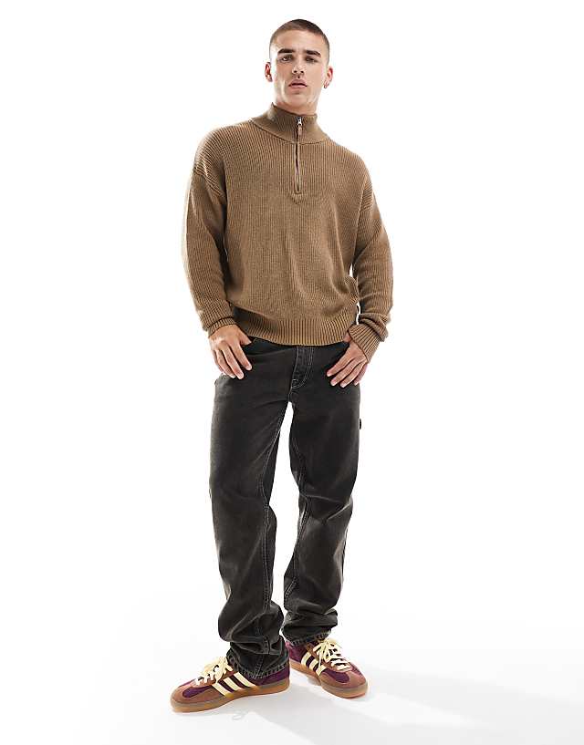 Cotton On Knitted Long Sleeve Polo Top In Tan