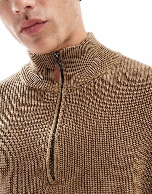 Cotton On Knitted Long Sleeve Polo Top In Tan