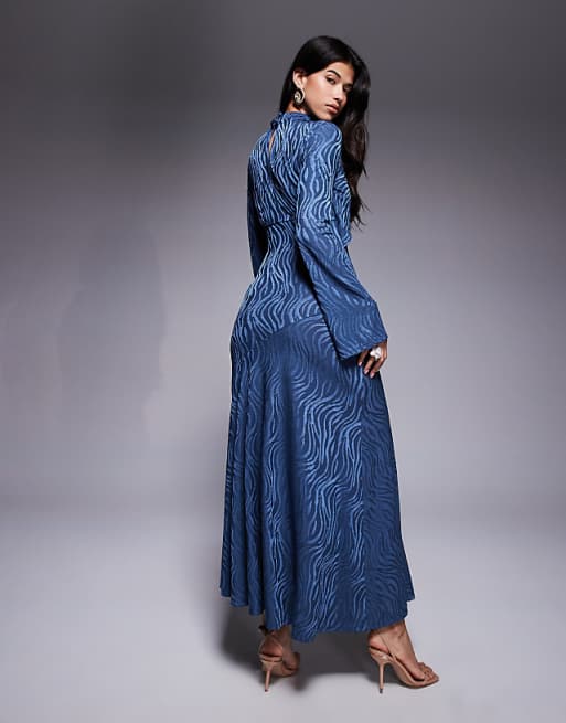 Daska High Neck Maxi Dress In Denim