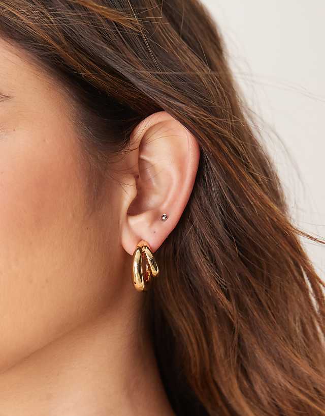 ASOS DESIGN 14k gold plated multirow hoop earrings