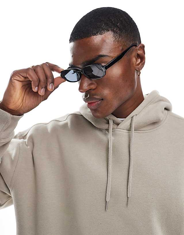 ASOS DESIGN 90's skinny square sunglasses in black with smoke lens