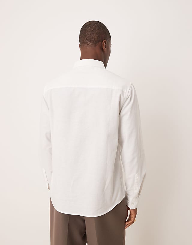 ASOS DESIGN 90s Oversized Linen Blend Shirt In White