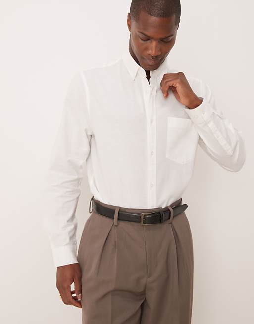 ASOS DESIGN 90s Oversized Linen Blend Shirt In White