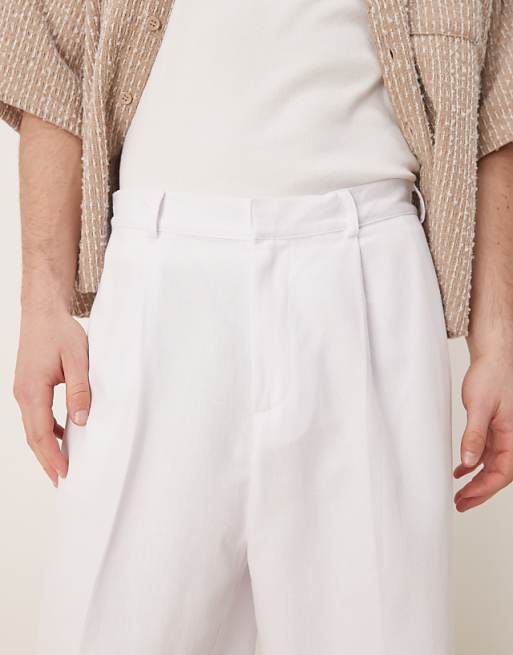 ASOS DESIGN Baggy Balloon Trousers With Pleats In White