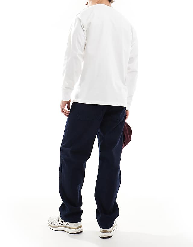 ASOS DESIGN Baggy Carpenter Jean With Front Pocket Detail In Dark Wash Blue