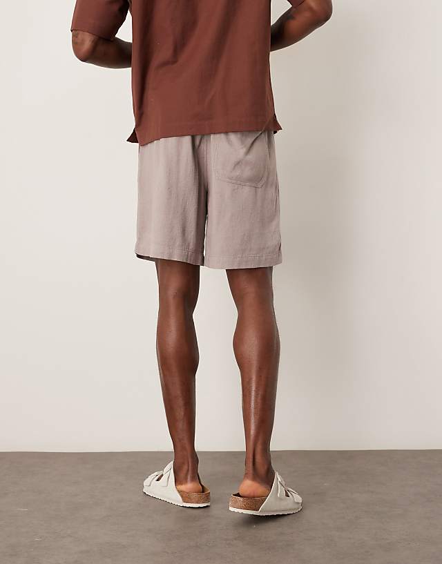 ASOS DESIGN Baggy Fit Pull On Linen Rich Short In Grey