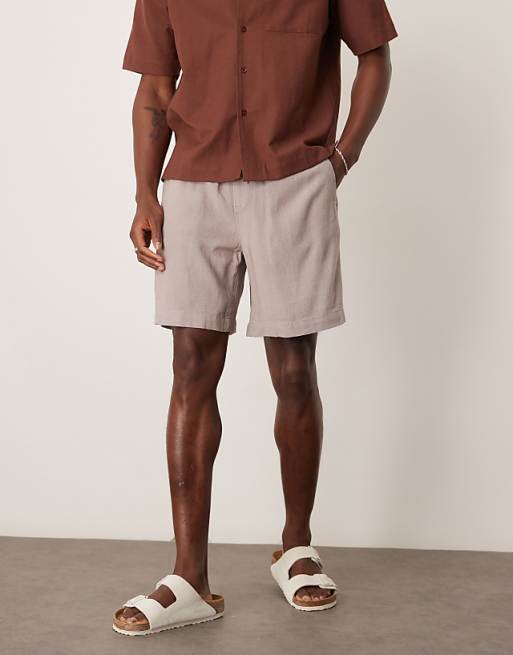 ASOS DESIGN baggy fit pull on linen rich short in grey