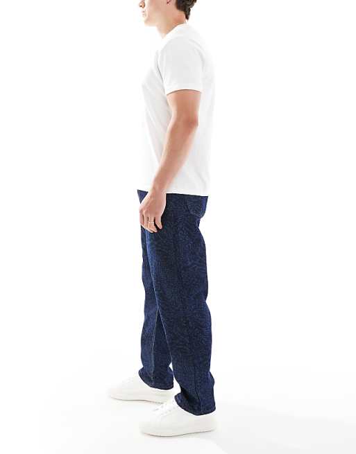 ASOS DESIGN Baggy Jeans With Mixed Animal Laser Print In Raw Wash