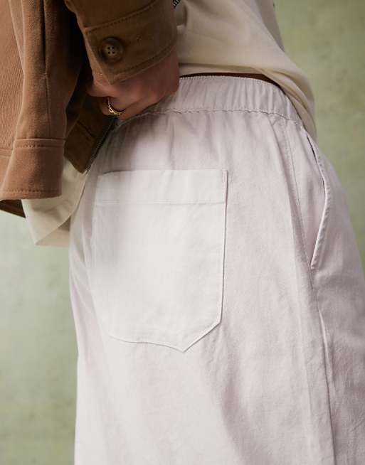 ASOS DESIGN Baggy Linen Blend Trousers In White