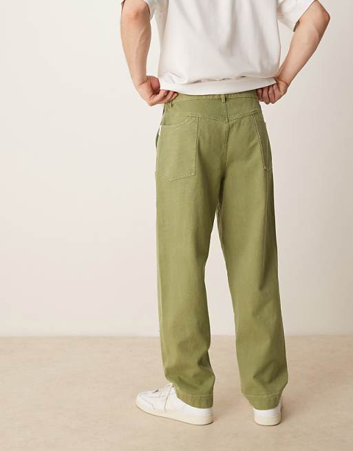 ASOS DESIGN Baggy Trouser With Back Pocket Detail In Khaki