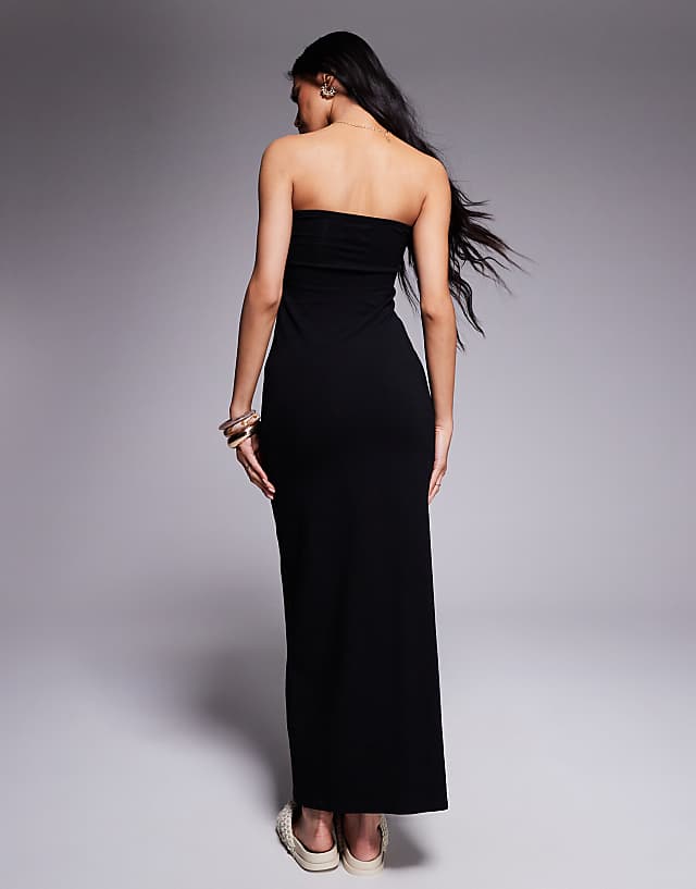 ASOS DESIGN Bandeau With Twist Bust Detail Midaxi Dress In Black - BLACK